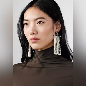 🔥🔥Zara rhinestone pearl waterfall earrings